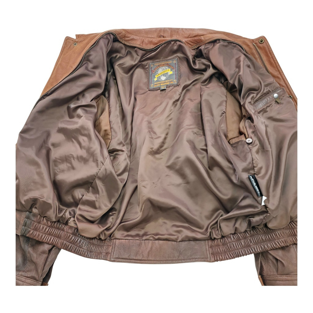 Americana Leather Adventure Bound Flight Jacket Men’s L Brown Travel Wear - Picture 5 of 16
